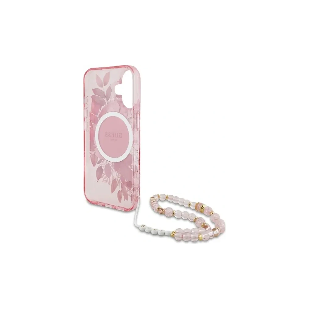 Hurtownia GSM - Etui Guess GUHMP16SHFWBRCESP Apple iPhone 16 hardcase IML Flowers With Pearl Strap MagSafe różowy/pink - GUE4152 - {ean13} - Hurt