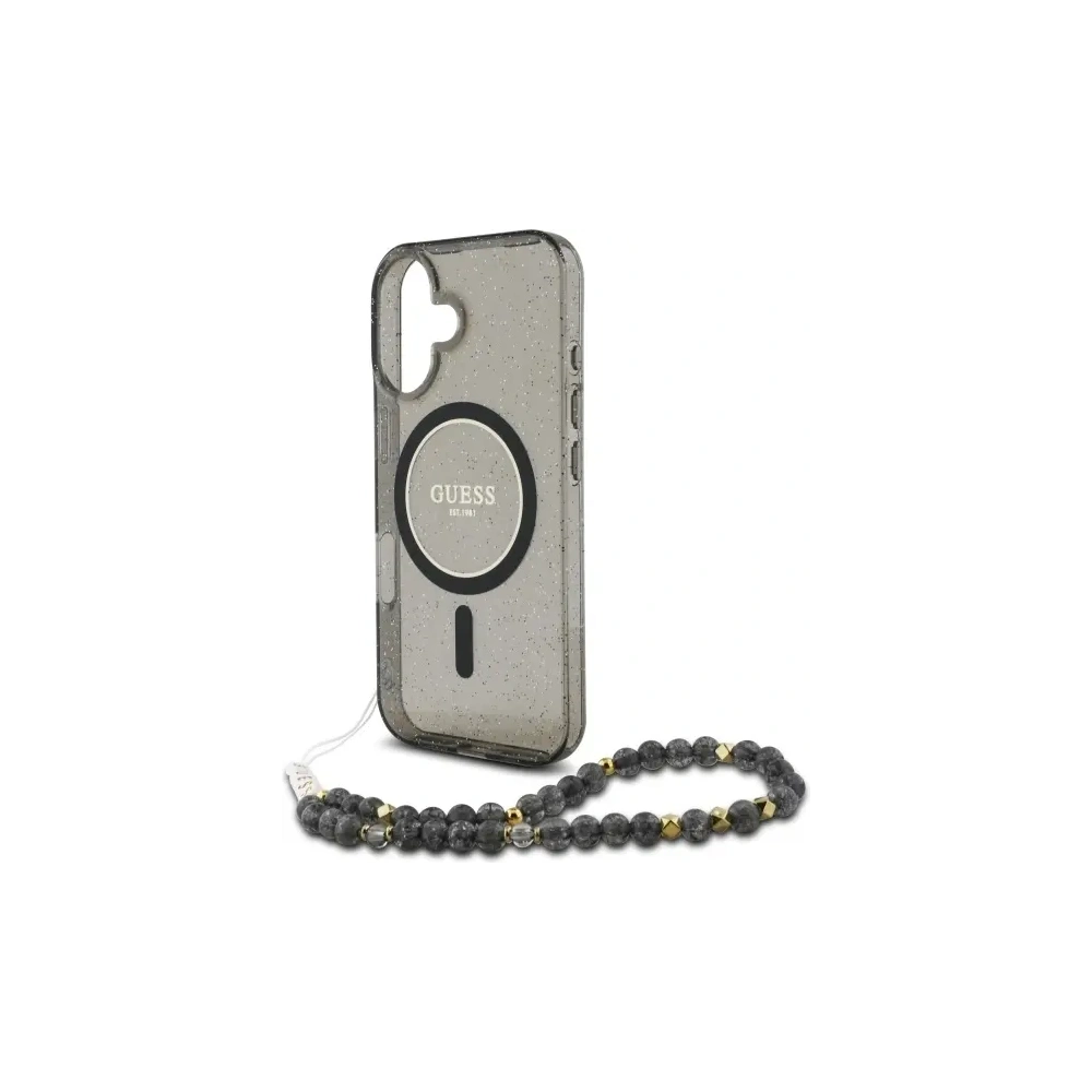 Hurtownia GSM - Guess GUHMP16SHGCRELSK Apple iPhone 16 Hardcase IML Glitter mit Perlenarmband MagSafe schwarz - GUE4155 - {ean13} - Hurt