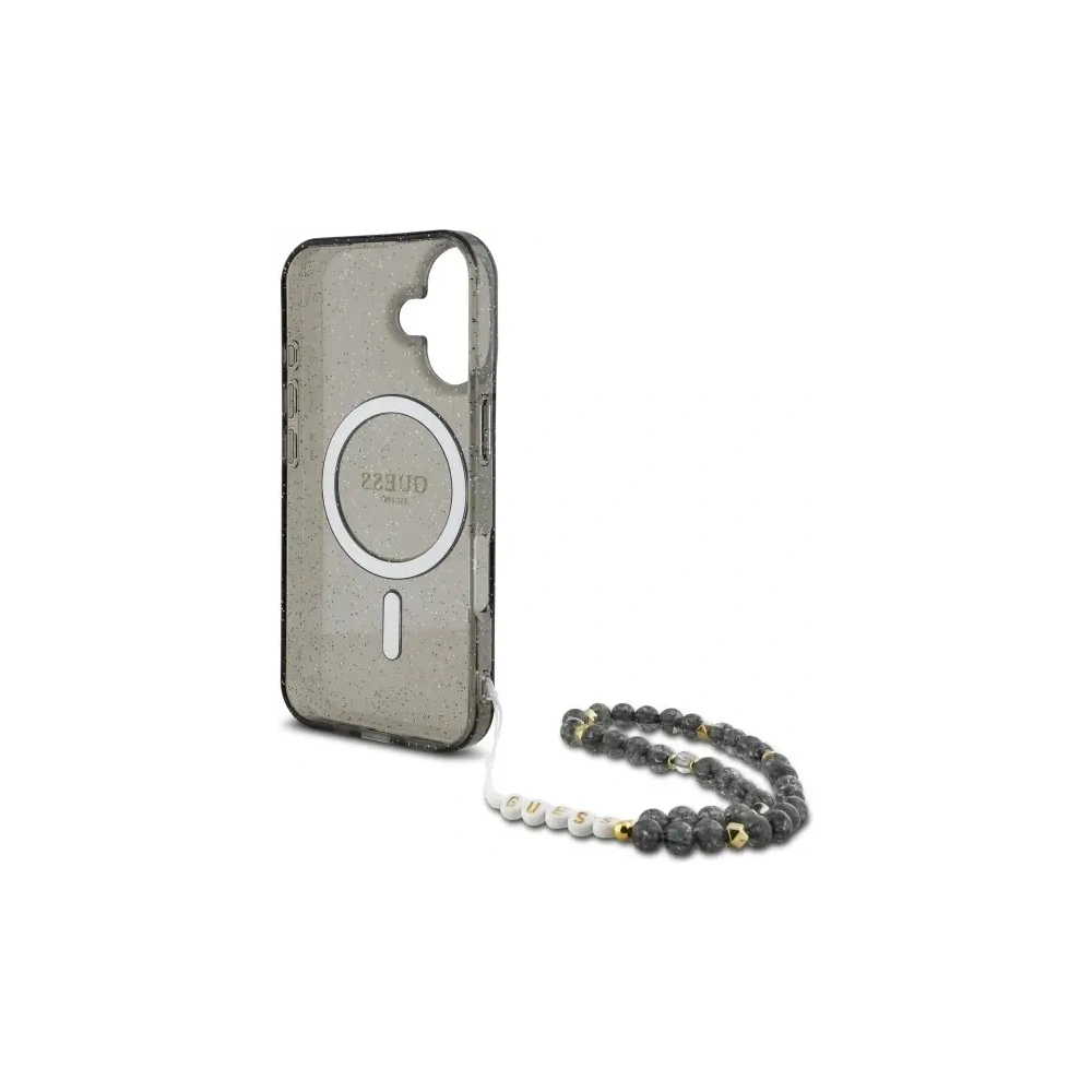 Hurtownia GSM - Guess GUHMP16SHGCRELSK Apple iPhone 16 Hardcase IML Glitter mit Perlenarmband MagSafe schwarz - GUE4155 - {ean13} - Hurt