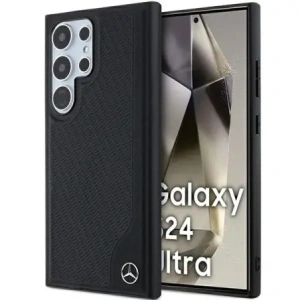 Hurtownia GSM - Mercedes MEHMS24L23RBGVK Samsung Galaxy S24 Ultra husa din piele dură cu linie debossată MagSafe neagră - MRS284 - {ean13} - Hurt