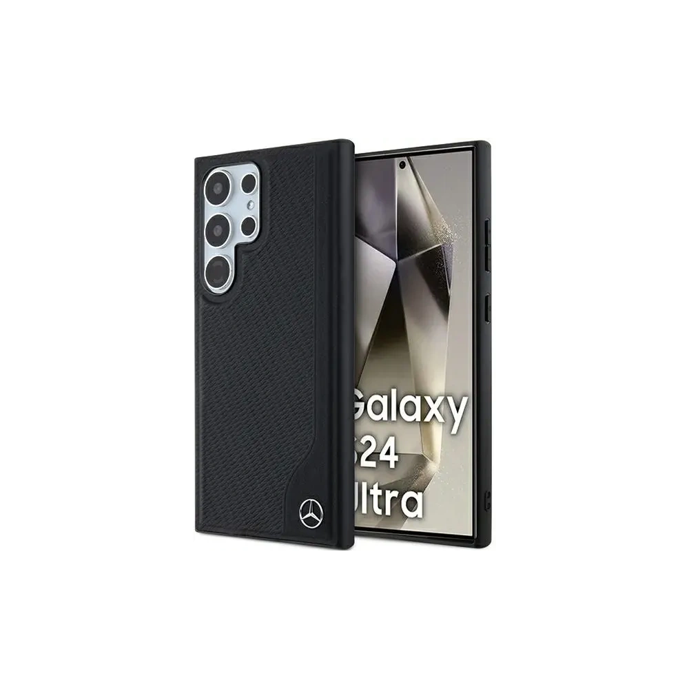 Hurtownia GSM - Mercedes MEHMS24L23RBGVK Samsung Galaxy S24 Ultra husa din piele dură cu linie debossată MagSafe neagră - MRS284 - {ean13} - Hurt