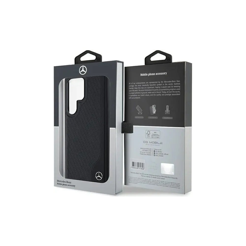 Hurtownia GSM - Mercedes MEHMS24L23RBGVK Samsung Galaxy S24 Ultra husa din piele dură cu linie debossată MagSafe neagră - MRS284 - {ean13} - Hurt