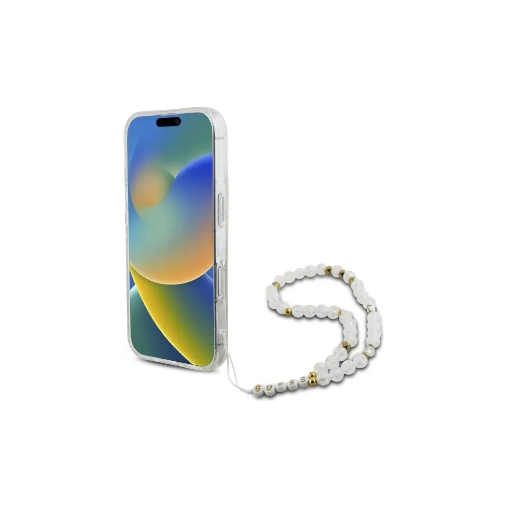 Hurtownia GSM - Guess GUHMP16SHGCRELST Apple iPhone 16 Hardcase IML Glitter mit Perlenarmband MagSafe transparent - GUE4156 - {ean13} - Hurt
