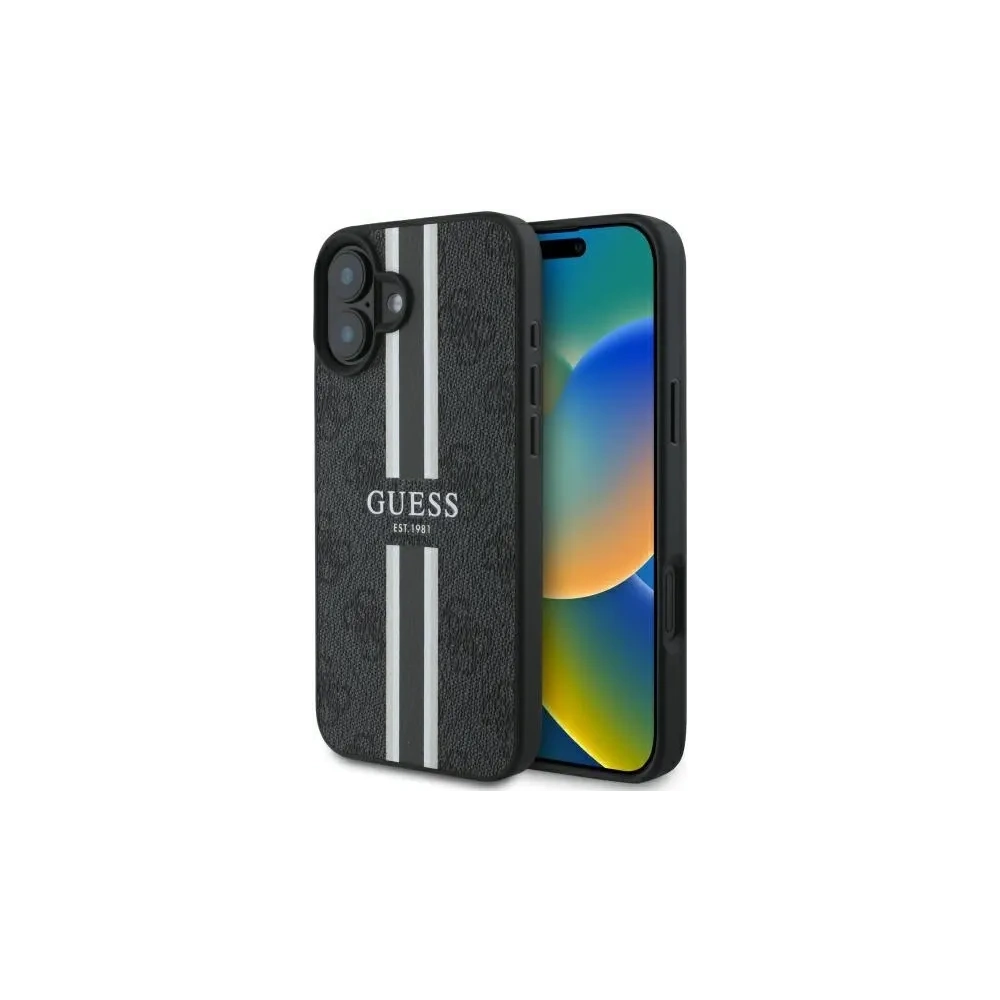 Hurtownia GSM - Etui Guess GUHMP16SP4RPSK Apple iPhone 16 hardcase 4G Tištěné pruhy MagSafe černé/black - GUE4157 - {ean13} - Hurt