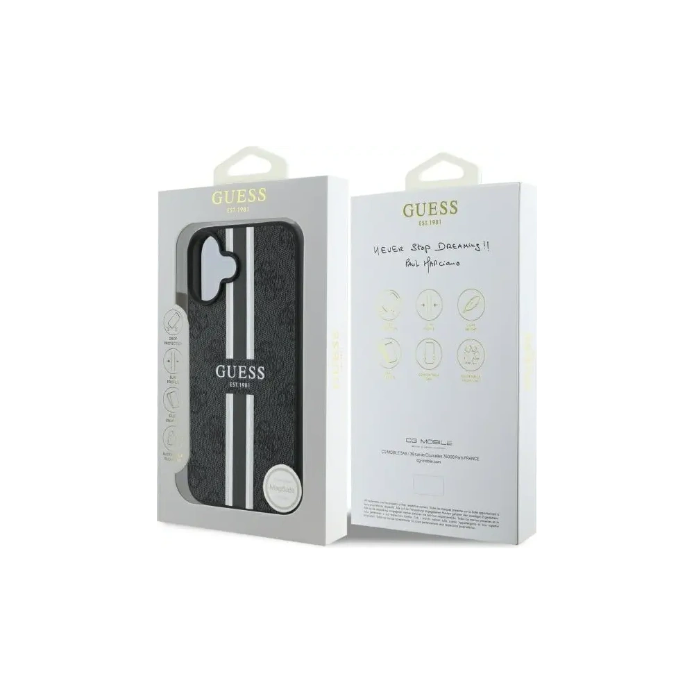 Hurtownia GSM - Etui Guess GUHMP16SP4RPSK Apple iPhone 16 hardcase 4G Tištěné pruhy MagSafe černé/black - GUE4157 - {ean13} - Hurt