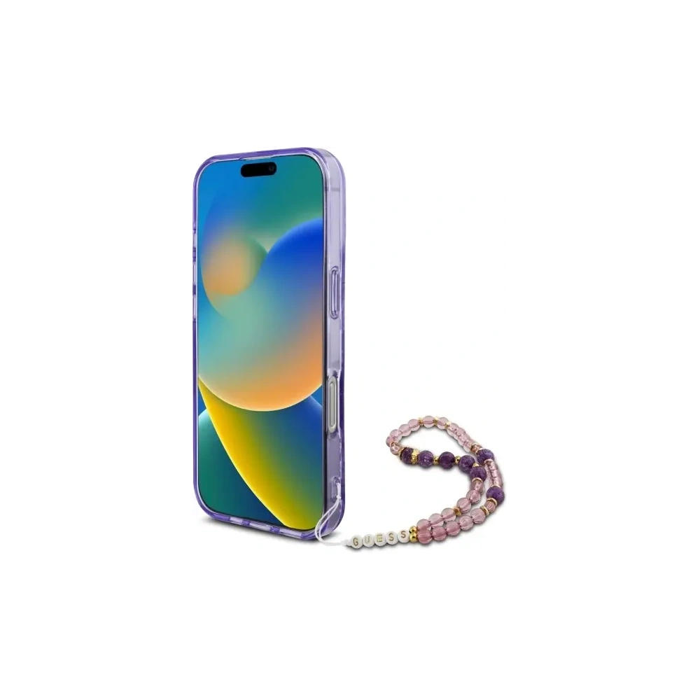 Hurtownia GSM - Etui Guess GUHMP16XHFWBRCESU Apple iPhone 16 Pro Max hardcase IML Flowers With Pearl Strap MagSafe fioletowy/purple - GUE4163 - {ean13} - Hurt