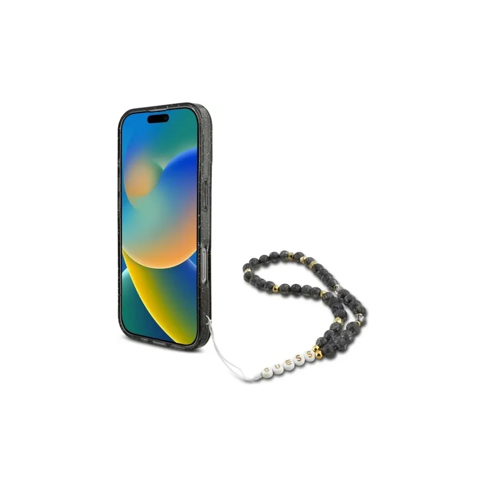 Hurtownia GSM - Etui Guess GUHMP16XHGCRELSK Apple iPhone 16 Pro Max hardcase IML Glitter With Pearl Strap MagSafe czarny/czarny - GUE4165 - {ean13} - Hurt