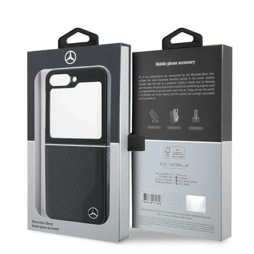 Etui Mercedes MEHMZF623RBGVK Samsung Galaxy Z Flip6 / 7 FE Leather Wood Imitation MagSafe czarny/black