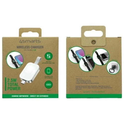 Ładowarka bezprzewodowa 4smarts do Apple Watch z wejściem USB-C white/biała