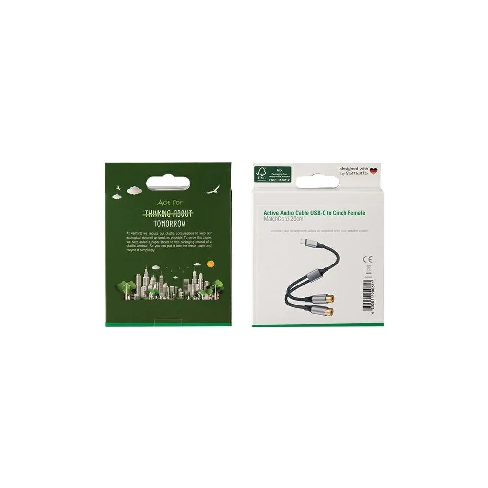 Hurtownia GSM - 4smarts Audio USB-C / 2x Cinch-Stecker Kabel 20cm schwarz - 4SMR10 - {ean13} - Hurt