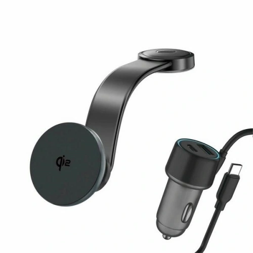 Uchwyt samochodowy z ładowarką indukcyjną 4smarts Car Charging 15W szary/grey