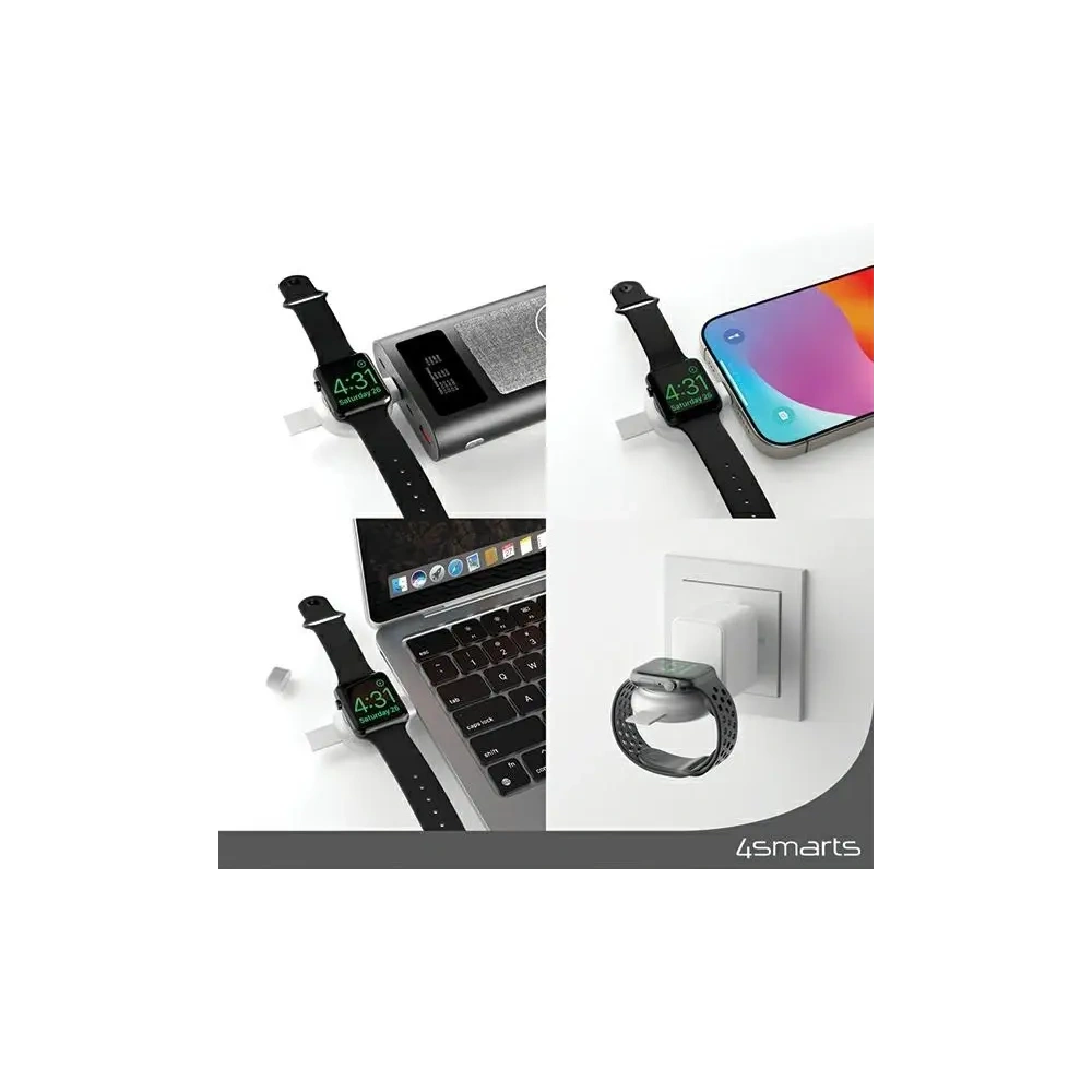 Hurtownia GSM - 4smarts MFI Vezeték nélküli Gyors Töltő Apple Watch-hoz ezüst színben - 4SMR20 - {ean13} - Hurt