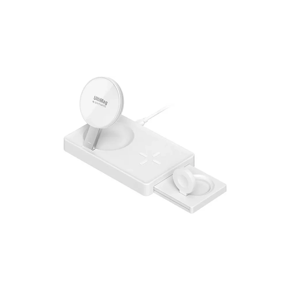 Hurtownia GSM - Bezdrátová nabíječka 4smarts UltiMag 3w1 pro Apple iPhone, Apple Watch, Airpods 20W bílá/white - 4SMR21 - {ean13} - Hurt