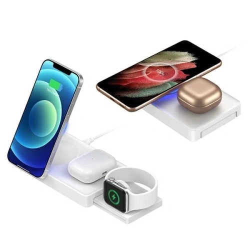 Ładowarka bezprzewodowa 4smarts UltiMag 3w1 do Apple iPhone, Apple Watch, Airpods 20W biała/white
