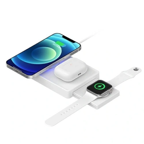 Ładowarka bezprzewodowa 4smarts UltiMag 3w1 do Apple iPhone, Apple Watch, Airpods 20W biała/white