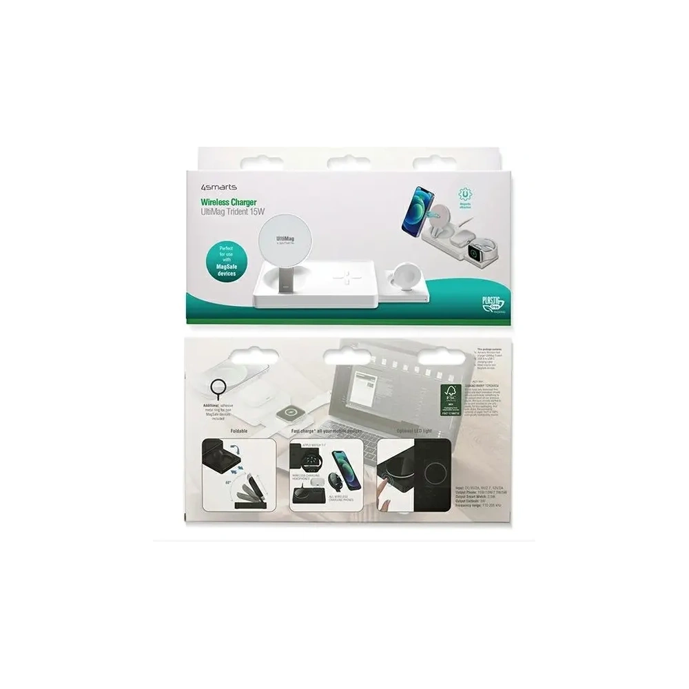 Hurtownia GSM - 4smarts UltiMag 3-in-1 kabelloses Ladegerät für Apple iPhone, Apple Watch, Airpods 20W weiß - 4SMR21 - {ean13} - Hurt