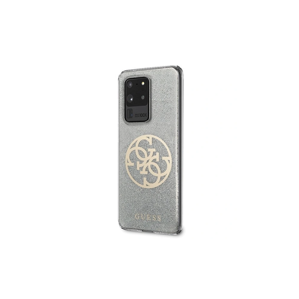 Hurtownia GSM - Guess Samsung Case GUHCS69PCUGLLG Galaxy S20 Ultra hellgrau/hellgrau Hartschalenetui Glitter 4G Circle Logo - GUE365GRY - {ean13} - Hurt