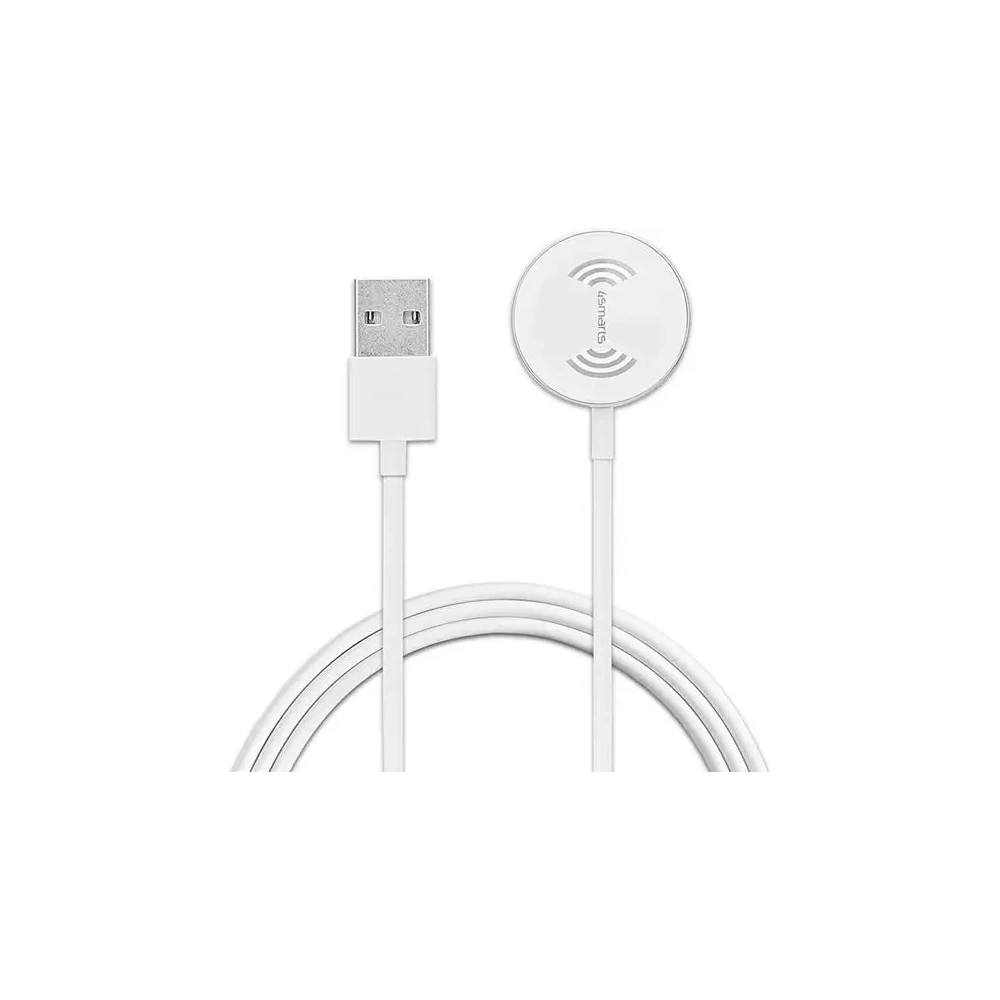 Hurtownia GSM - 4smarts VoltBeam Mini vezeték nélküli töltő Apple Watch 1-8/SE-hez 1m USB-A 2.5W kábellel, fehér - 4SMR23 - {ean13} - Hurt