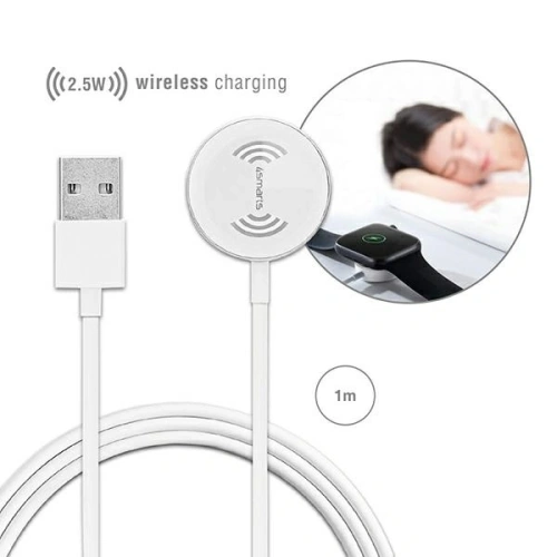 Ładowarka bezprzewodowa 4smarts VoltBeam Mini do Apple Watch 1-8/SE z kablem 1m USB-A 2.5W biały/white