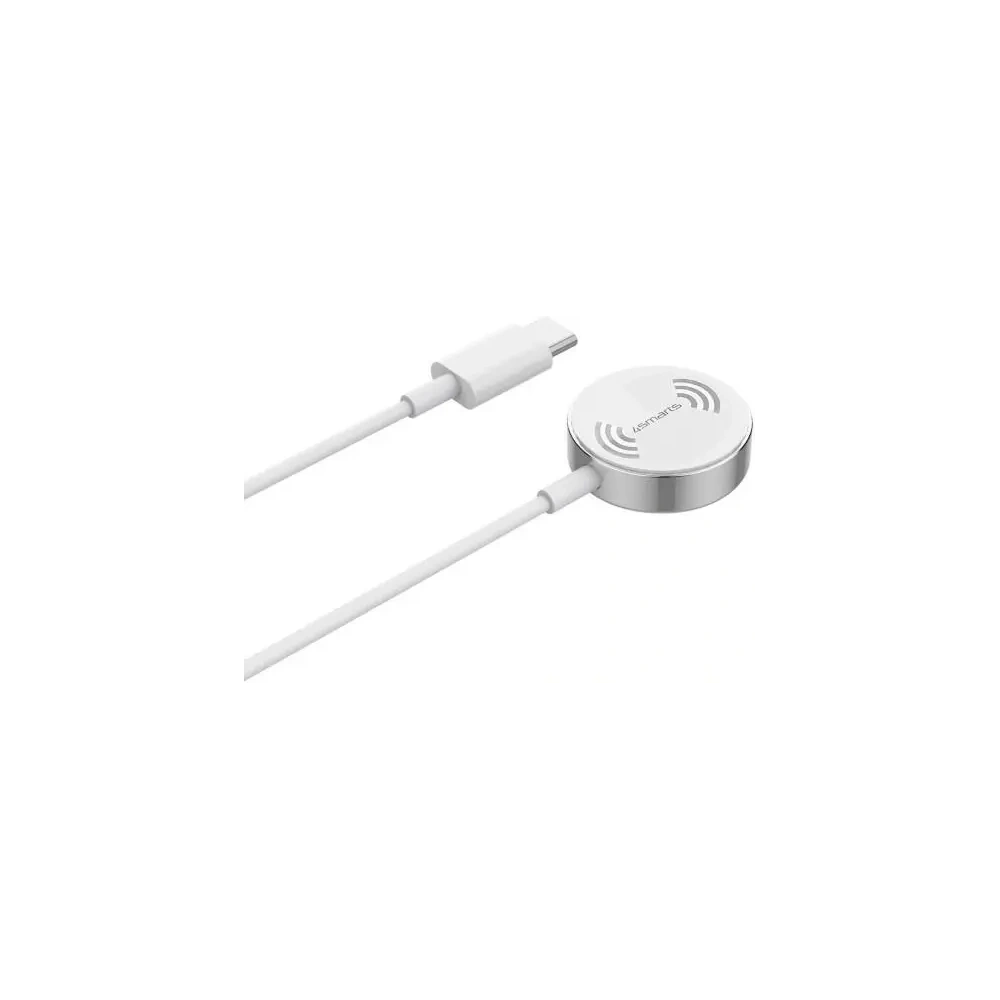 Hurtownia GSM - 4smarts VoltBeam Mini vezeték nélküli töltő Apple Watch 1-8/SE-hez 1m USB-C 2.5W kábellel, fehér - 4SMR25 - {ean13} - Hurt