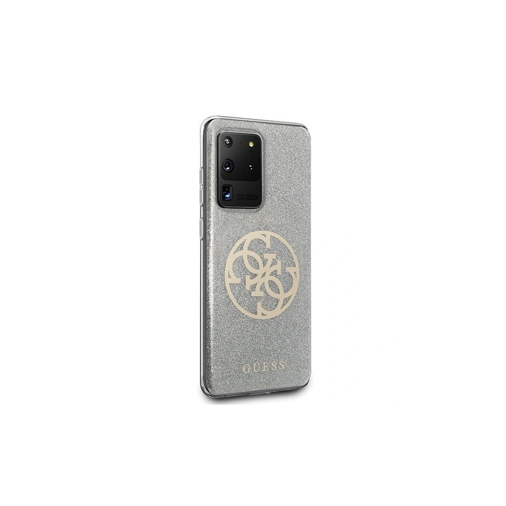 Hurtownia GSM - Guess Samsung Case GUHCS69PCUGLLG Galaxy S20 Ultra hellgrau/hellgrau Hartschalenetui Glitter 4G Circle Logo - GUE365GRY - {ean13} - Hurt