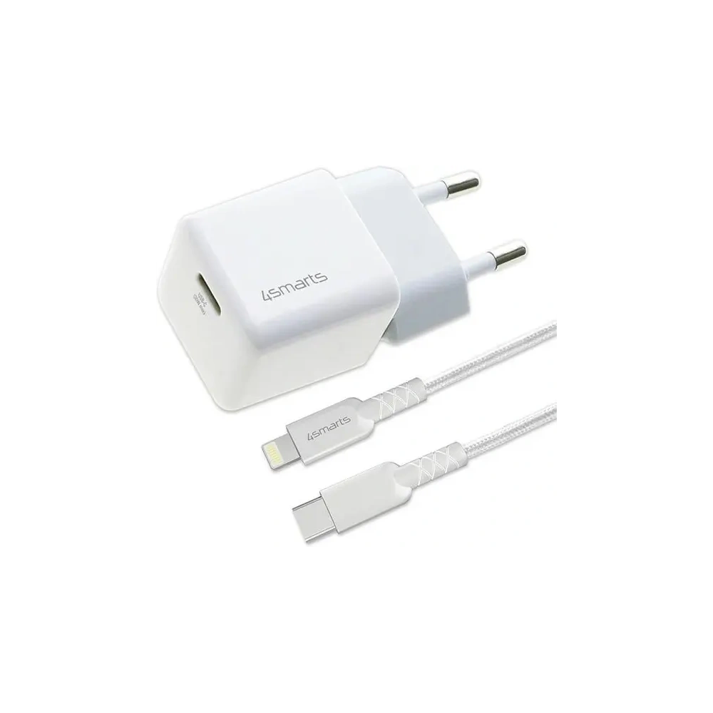Hurtownia GSM - Încărcător principal 4smarts + cablu MFI VoltPlug PD 30W GaN USB-C/Lightning 1.5m alb - 4SMR27 - {ean13} - Hurt