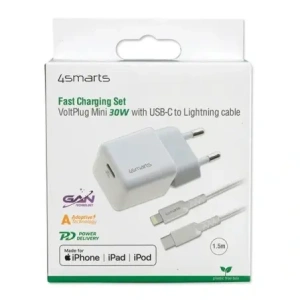 Hurtownia GSM - 4smarts hálózati töltő + MFI kábel VoltPlug PD 30W GaN USB-C/Lightning 1.5m fehér - 4SMR27 - {ean13} - Hurt