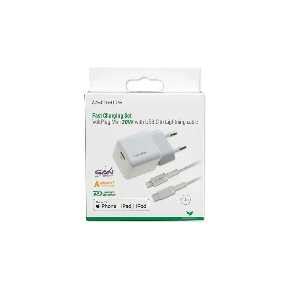 Hurtownia GSM - 4smarts Netzteil + MFI-Kabel VoltPlug PD 30W GaN USB-C/Lightning 1.5m weiß - 4SMR27 - {ean13} - Hurt