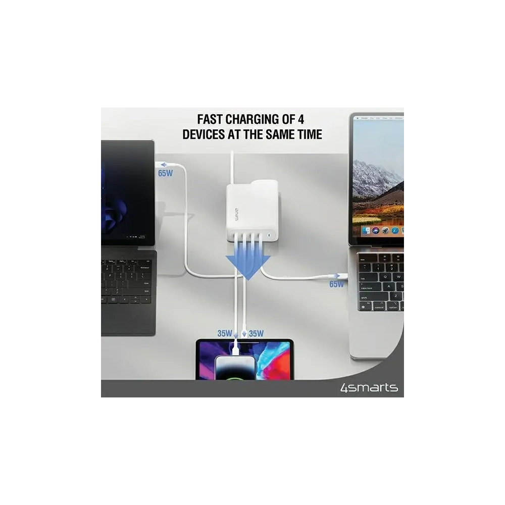 Hurtownia GSM - Încărcător de rețea 4smarts 200W GaN Flex Pro cu 4xUSB-C, alb - 4SMR28 - {ean13} - Hurt