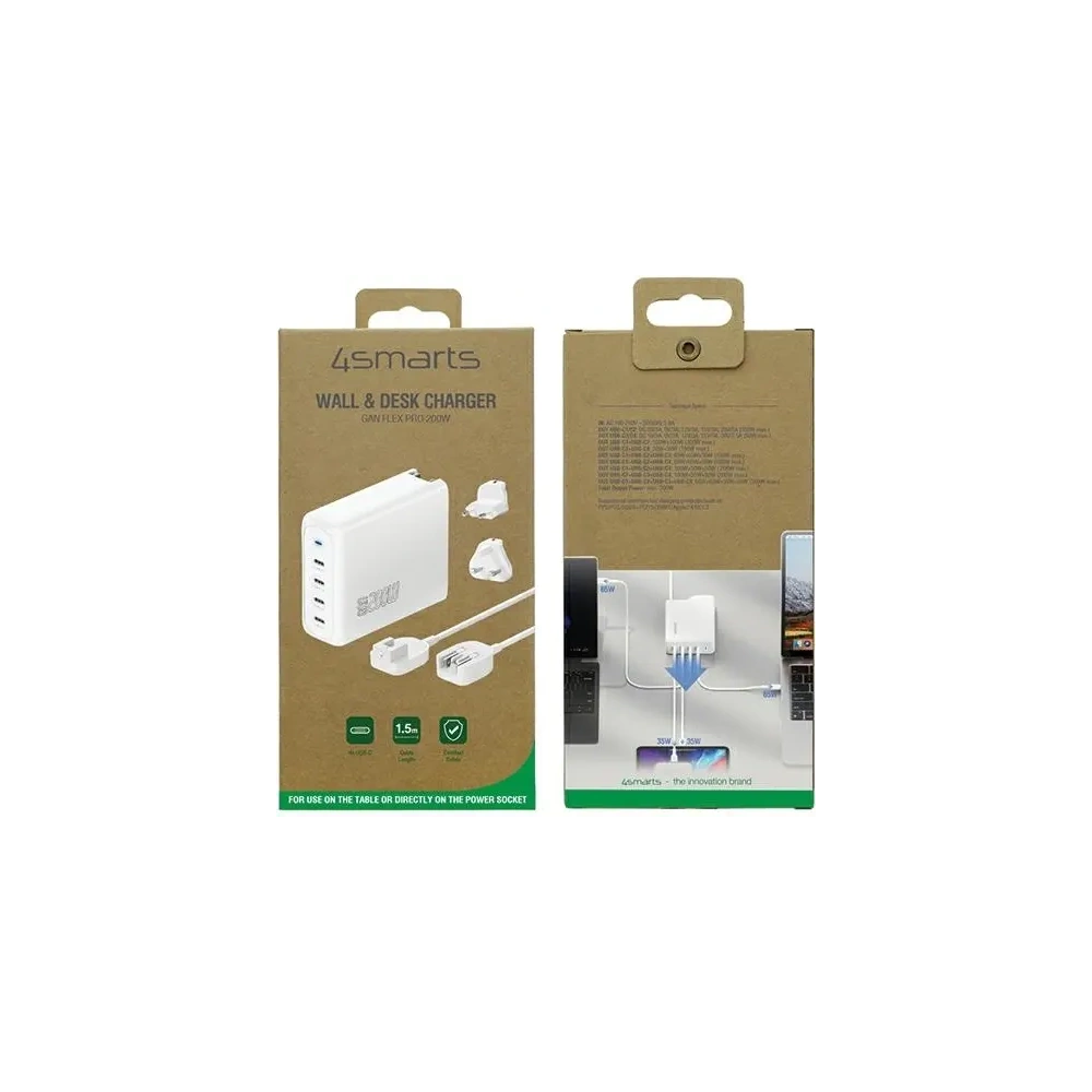 Wholesale 4smarts 200W GaN Flex Pro 4xUSB-C mains charger white - 4SMR28 - {ean13} - Hurt