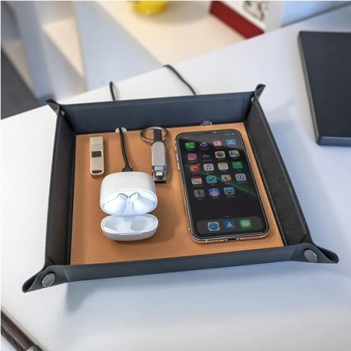 Organizer z ładowarką indukcyjną 4smarts 15W szaro kremowy/grey creme