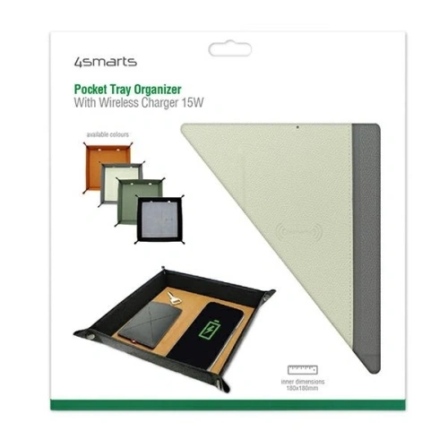Organizer z ładowarką indukcyjną 4smarts 15W szaro kremowy/grey creme