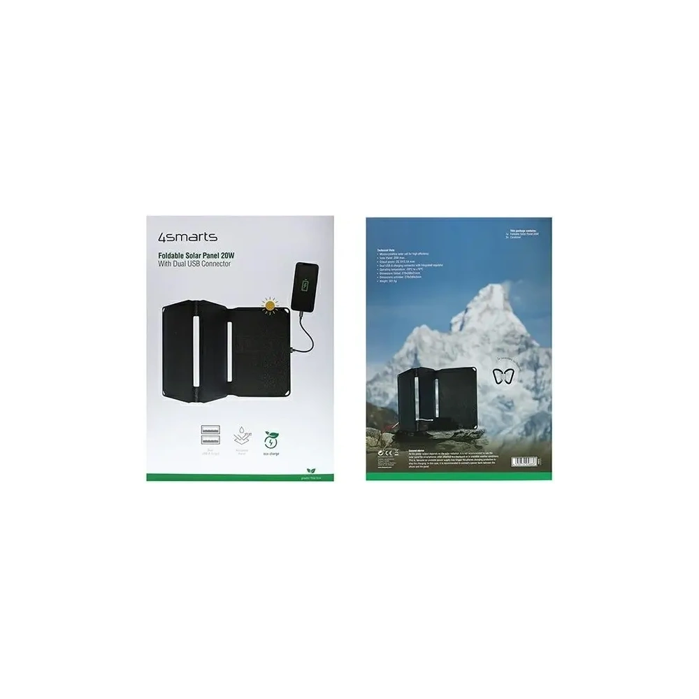 Hurtownia GSM - Solární panel 4smarts VoltSolar 20W 2xUSB-A Černý - 4SMR30 - {ean13} - Hurt