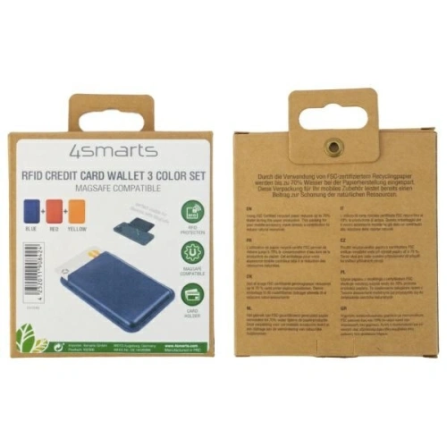 Etui na karty i dokumenty 4smarts Wallet Magnetic Case RFID MagCase blue + red +yellow