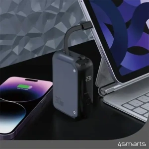 Powerbanka 4smarts Pocket 10000mAh 30W s vestavěným kabelem USB-C 15cm space blue