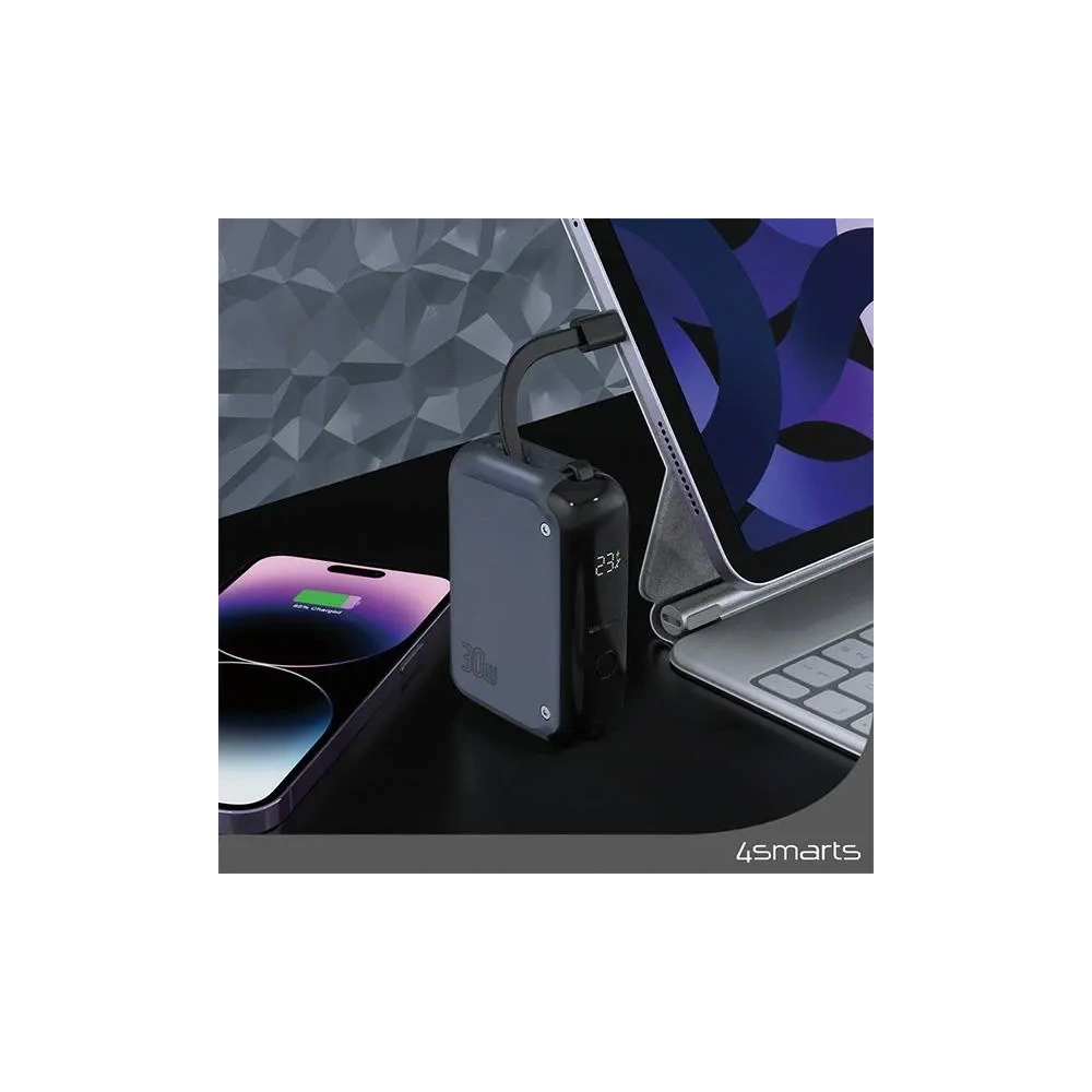 Hurtownia GSM - 4smarts Pocket 10000mAh 30W Powerbank mit 15cm USB-C Kabel in Space Blue - 4SMR38 - {ean13} - Hurt