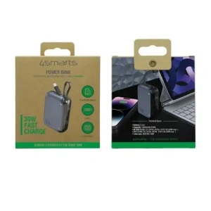 Hurtownia GSM - 4smarts Pocket 10000mAh 30W powerbank USB-C kábellel 15cm térkék - 4SMR38 - {ean13} - Hurt