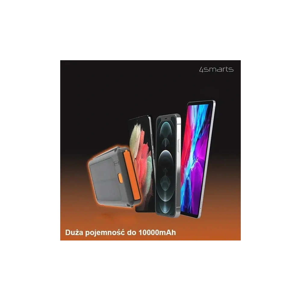 Hurtownia GSM - 4smarts TitanPack Flex 10000mAh powerbank solar negru/orange - 4SMR39 - {ean13} - Hurt