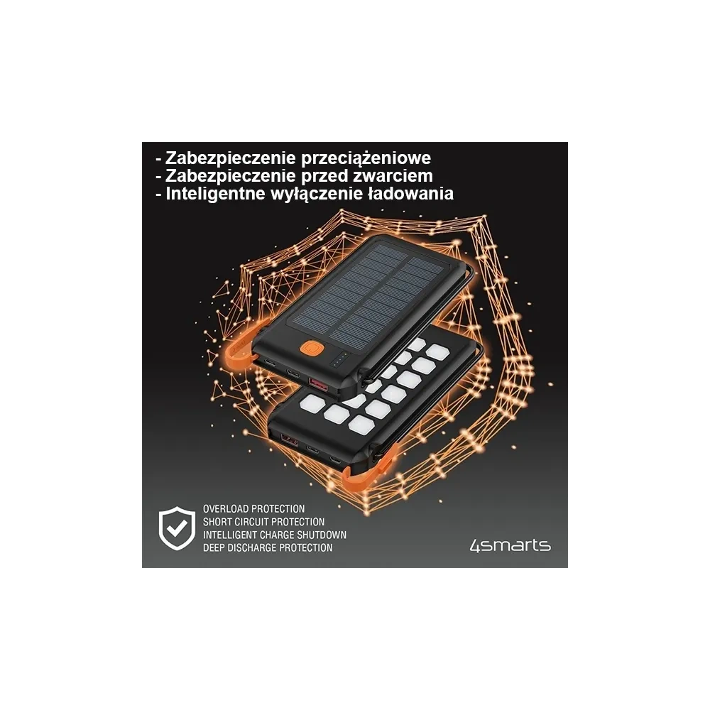 Hurtownia GSM - Solární powerbanka 4smarts TitanPack Flex 10000mAh černá/oranžová - 4SMR39 - {ean13} - Hurt