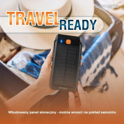 Powerbank solarny 4smarts TitanPack Flex 10000mAh black/orange