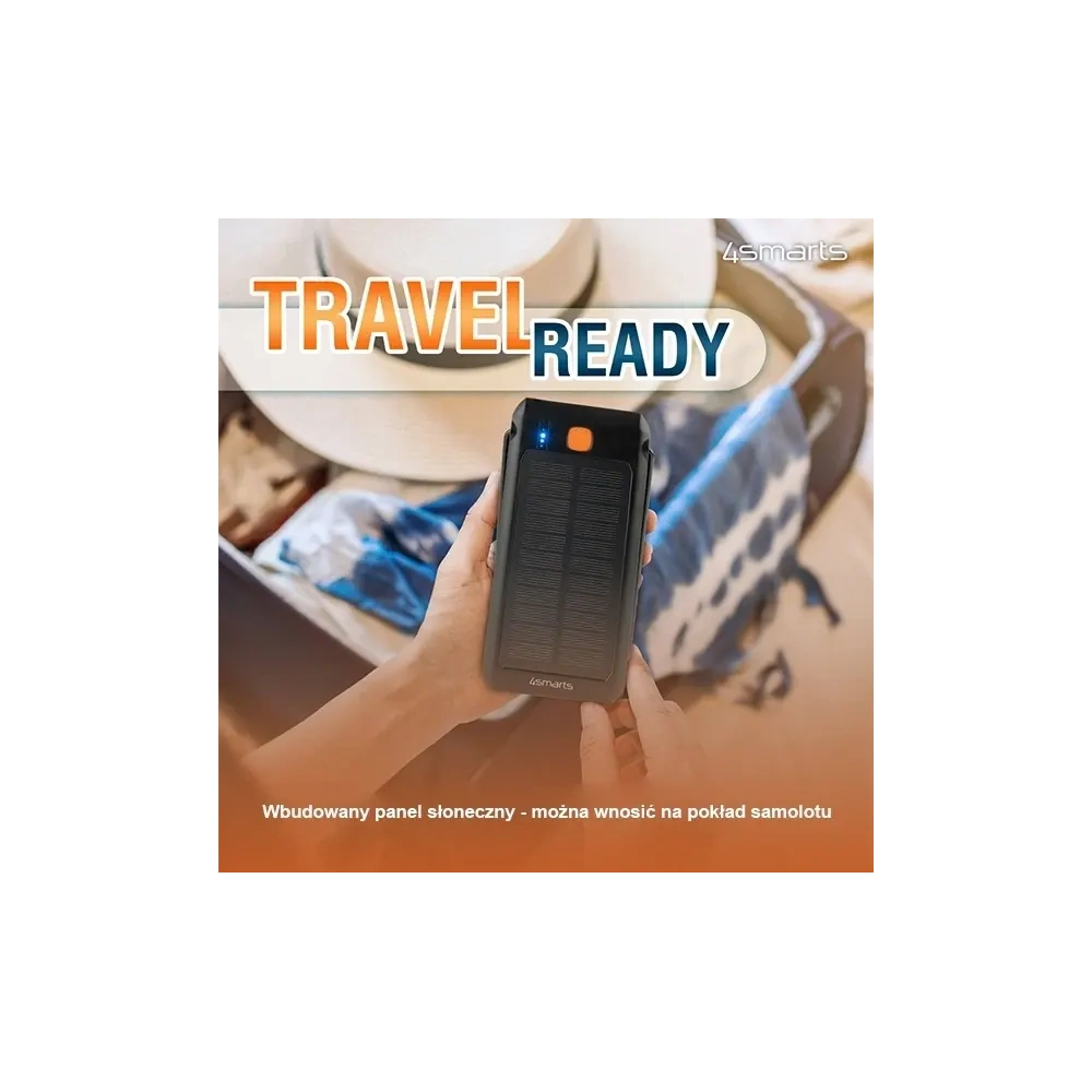 Hurtownia GSM - 4smarts TitanPack Flex 10000mAh powerbank solar negru/orange - 4SMR39 - {ean13} - Hurt