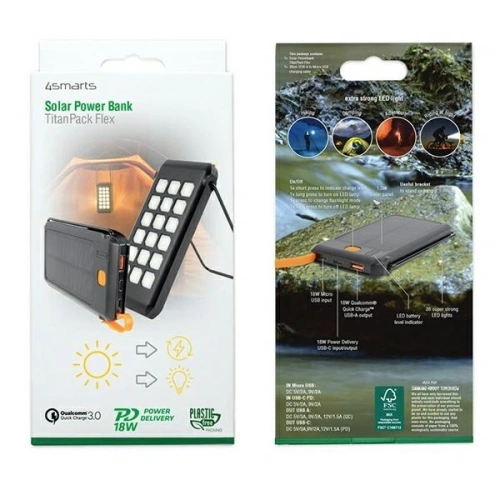 Powerbank solarny 4smarts TitanPack Flex 10000mAh black/orange