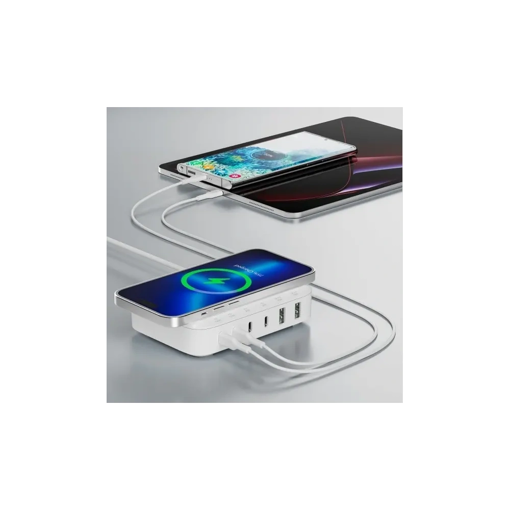Wholesale 4smarts charging station 7in1 100W with wireless charging white - 4SMR49 - {ean13} - Hurt