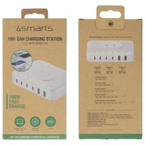 Stacja ładująca 7w1 4smarts 100W z ładowaniem bezprzewodowym biały/white