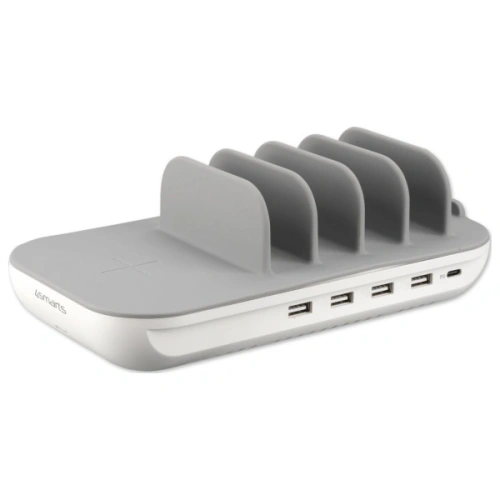 Stacja ładująca 4smarts Family Evo 63W PD z ładowaniem bezprzewodowym i zestawem kabli szaro-biały/grey-white