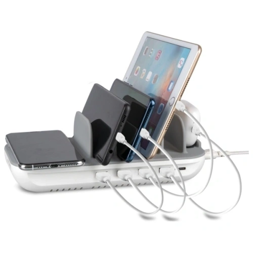 Stacja ładująca 4smarts Family Evo 63W PD z ładowaniem bezprzewodowym i zestawem kabli szaro-biały/grey-white