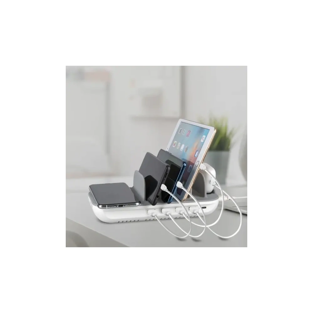 Wholesale 4smarts Family Evo 63W PD charging station with wireless charging and cable kit grey-white - 4SMR50 - {ean13} - Hurt