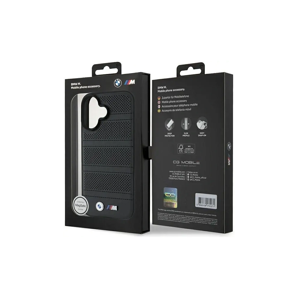 Hurtownia GSM - BMW BMHMP16S23PUSPK Apple iPhone 16 kemény borítás M Perforált és varrott vonal MagSafe fekete - BMW706 - {ean13} - Hurt