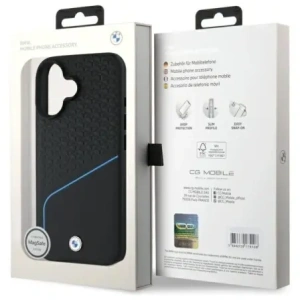Hurtownia GSM - BMW BMHMP16S23RDCLK Apple iPhone 16 Hartschale Sign Leder strukturiert und Linie MagSafe schwarz - BMW707 - {ean13} - Hurt