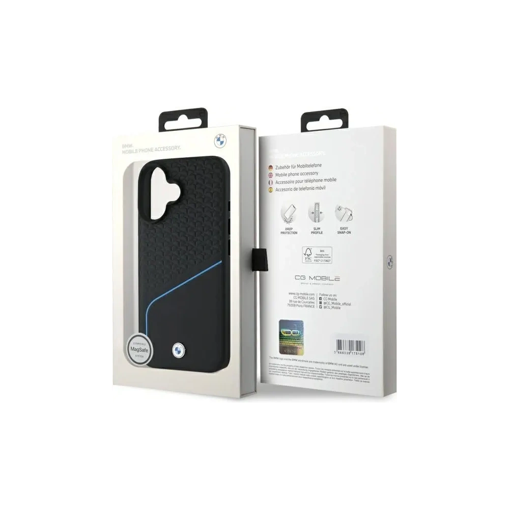 Hurtownia GSM - Etui BMW BMHMP16S23RDCLK Apple iPhone 16 hardcase Sign Leather Textured And Line MagSafe czarny/black - BMW707 - {ean13} - Hurt